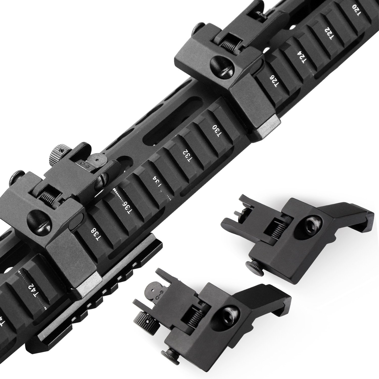 KINBON 45 Degree Iron Sights - Alloy Steel Flip Up Offset Sights